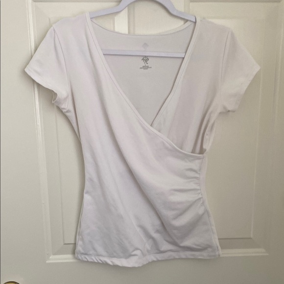 Prana Tops - Prana White Wrap Yoga Performance Top. Size Large. Made in USA